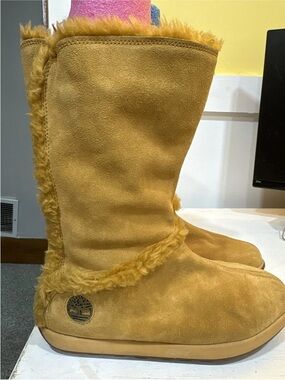 Timberland Mukluk Fur Lined Pull-On Winter Boot, Tan Suede, Size 8.5